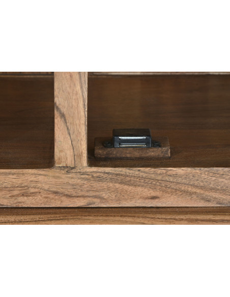 Grand Buffet Vitrine moderne Haut 4 portes 4 tiroirs 4 étagères en Bois d'acacia Marron Verre Transparent Vilafames - 6