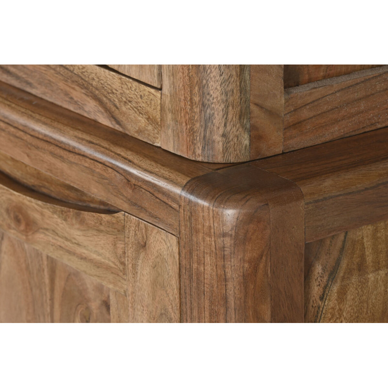 Grand Buffet Vitrine moderne Haut 4 portes 4 tiroirs 4 étagères en Bois d'acacia Marron Verre Transparent Vilafames - 7