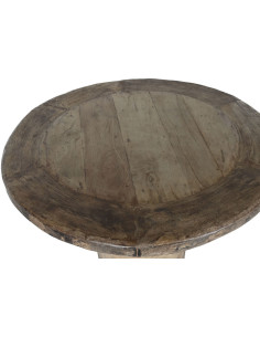 Table à manger rustique chic Ronde 4 personnes en Bois de teck Naturel Arzua - 1 2