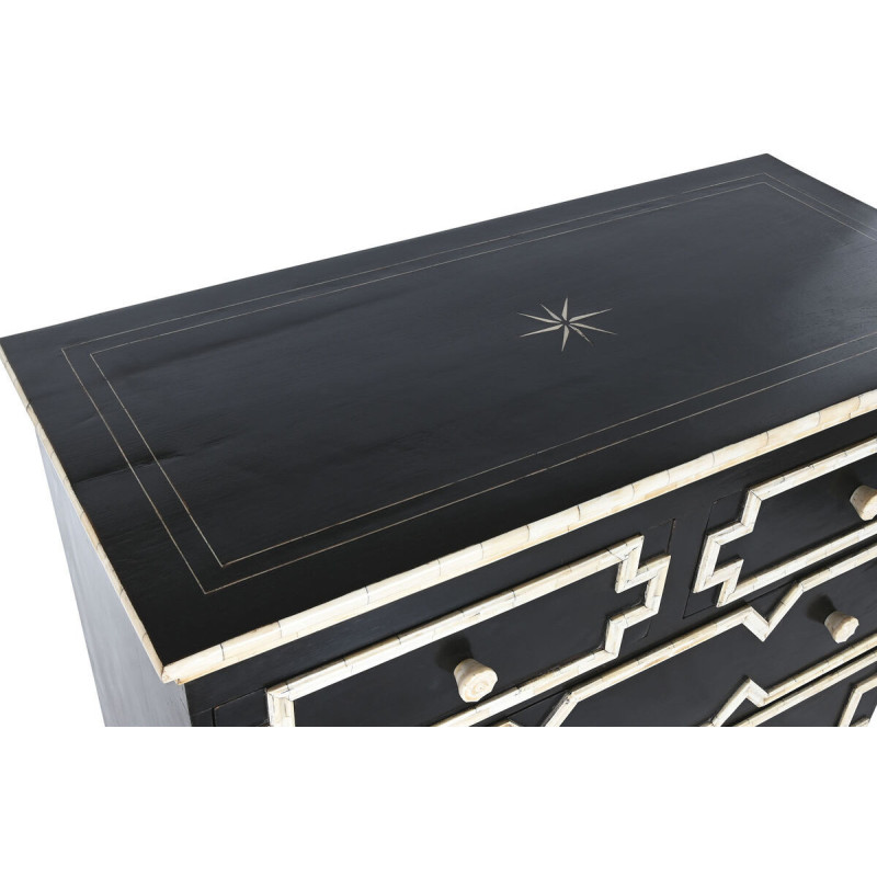 Commode artisanale moderne 3 tiroirs en Os Noir Blanc ivoire Palos - 4