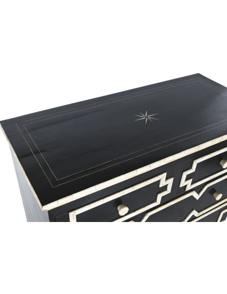 Commode artisanale moderne 3 tiroirs en Os Noir Blanc ivoire Palos - 4