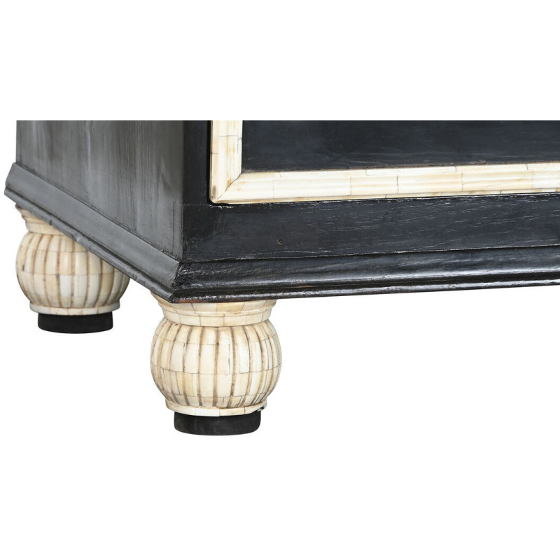 Commode artisanale moderne 3 tiroirs en Os Noir Blanc ivoire Palos - 6