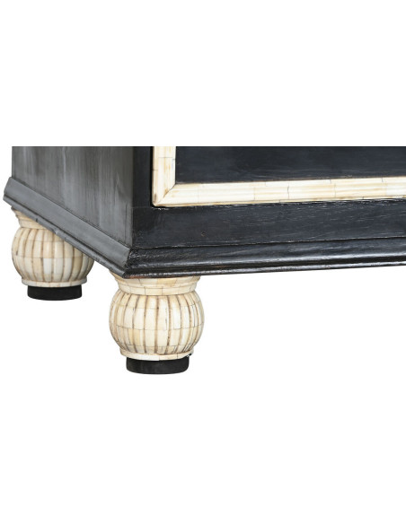 Commode artisanale moderne 3 tiroirs en Os Noir Blanc ivoire Palos - 6