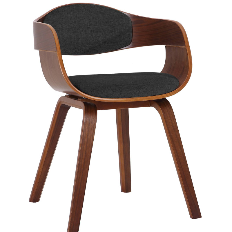 Fauteuil de table Beatrix en Polyester Gris foncé Bois Noyer - 1