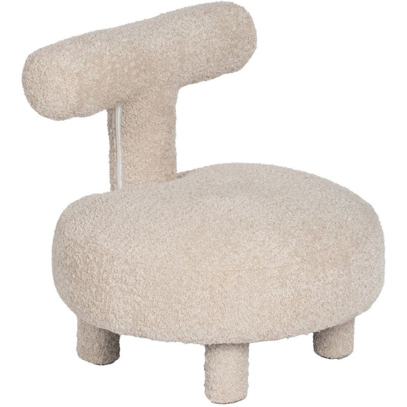 Fauteuil original Bouclette bas en Tissu Beige Bouclé Bois de pin Bloro - 1