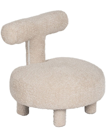 Fauteuil original Bouclette bas en Tissu Beige Bouclé Bois de pin Bloro - 1
