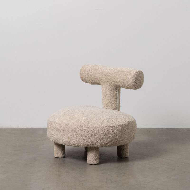 Fauteuil original Bouclette bas en Tissu Beige Bouclé Bois de pin Bloro - 2