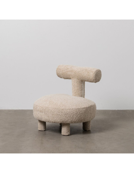 Fauteuil original Bouclette bas en Tissu Beige Bouclé Bois de pin Bloro - 2