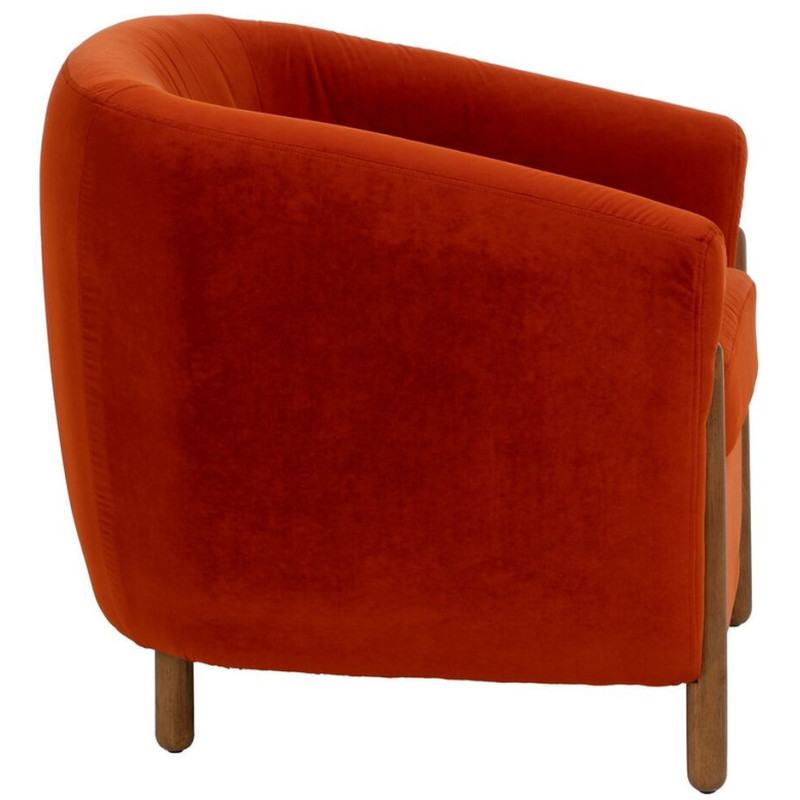 Grand Fauteuil moderne chic en Velours Rouge Bois d'hévéa Naturel Bueu - 3