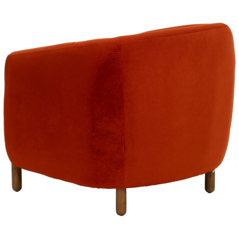 Grand Fauteuil moderne chic en Velours Rouge Bois d'hévéa Naturel Bueu - 4