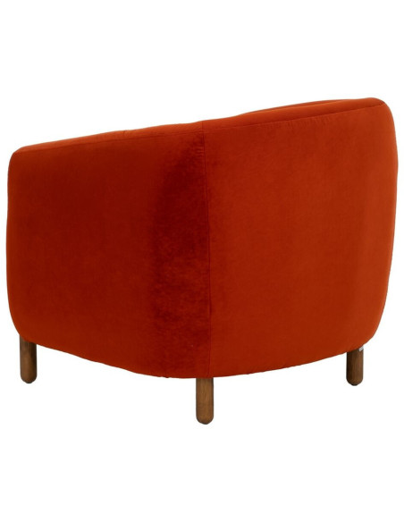 Grand Fauteuil moderne chic en Velours Rouge Bois d'hévéa Naturel Bueu - 4