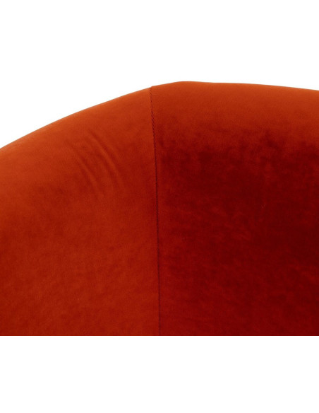 Grand Fauteuil moderne chic en Velours Rouge Bois d'hévéa Naturel Bueu - 7
