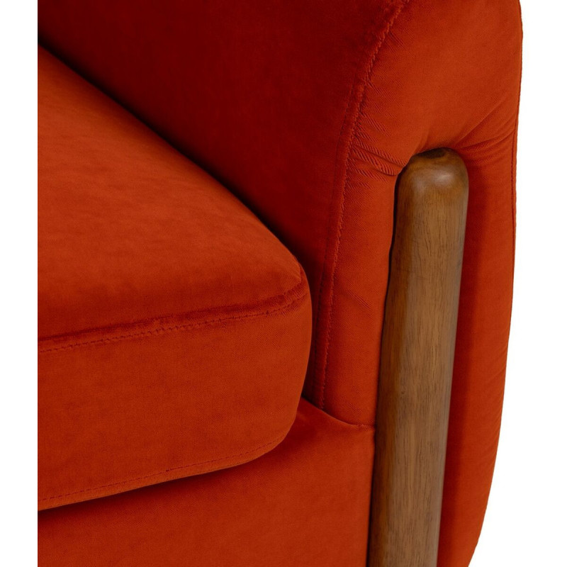 Grand Fauteuil moderne chic en Velours Rouge Bois d'hévéa Naturel Bueu - 8