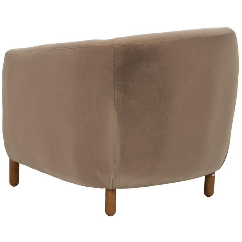 Grand Fauteuil moderne chic en Velours Taupe Bois d'hévéa Naturel Bueu - 4