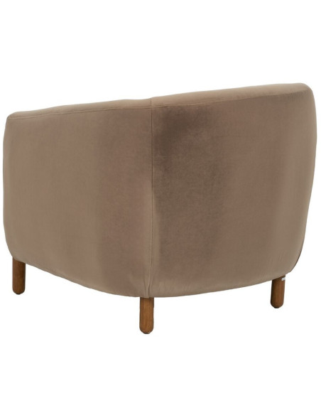 Grand Fauteuil moderne chic en Velours Taupe Bois d'hévéa Naturel Bueu - 4