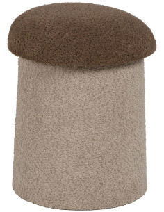 Poufs modernes bouclette Champignons en Tissu Beige Marron Bouclé Iznajar (Lot de 2) - 4