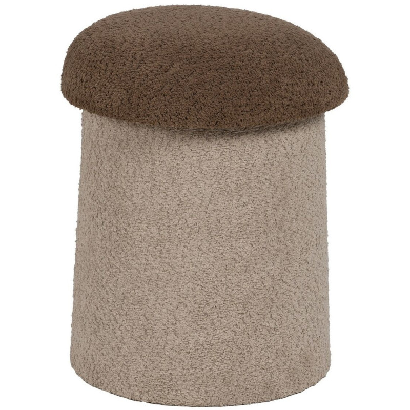 Poufs modernes bouclette Champignons en Tissu Beige Marron Bouclé Iznajar (Lot de 2) - 4