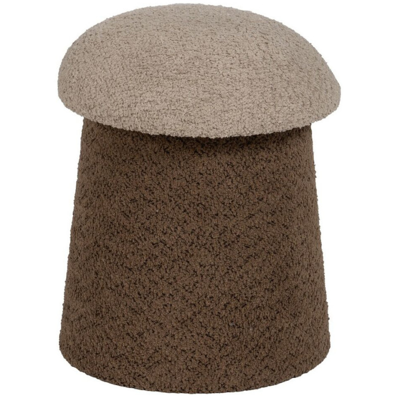 Poufs modernes bouclette Champignons en Tissu Beige Marron Bouclé Iznajar (Lot de 2) - 5