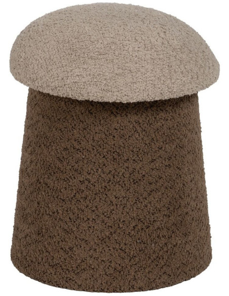 Poufs modernes bouclette Champignons en Tissu Beige Marron Bouclé Iznajar (Lot de 2) - 5