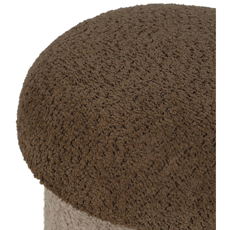 Poufs modernes bouclette Champignons en Tissu Beige Marron Bouclé Iznajar (Lot de 2) - 6