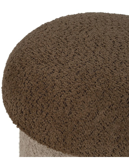 Poufs modernes bouclette Champignons en Tissu Beige Marron Bouclé Iznajar (Lot de 2) - 6