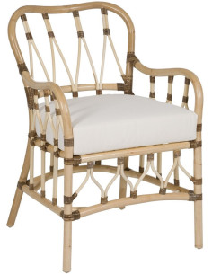 Fauteuil de table haut de gamme en Rotin Naturel Qylon - 1