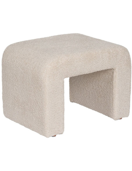 Pouf original Bouclette Rectangulaire en Tissu Beige Bouclé Bois de pin Bloro - 1