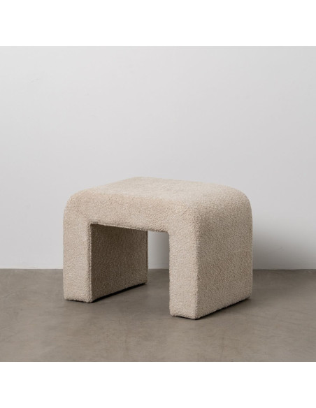 Pouf original Bouclette Rectangulaire en Tissu Beige Bouclé Bois de pin Bloro - 7