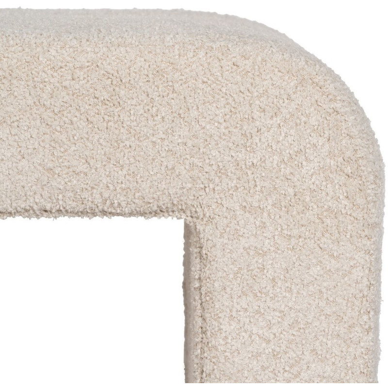 Pouf original Bouclette Rectangulaire en Tissu Beige Bouclé Bois de pin Bloro - 4