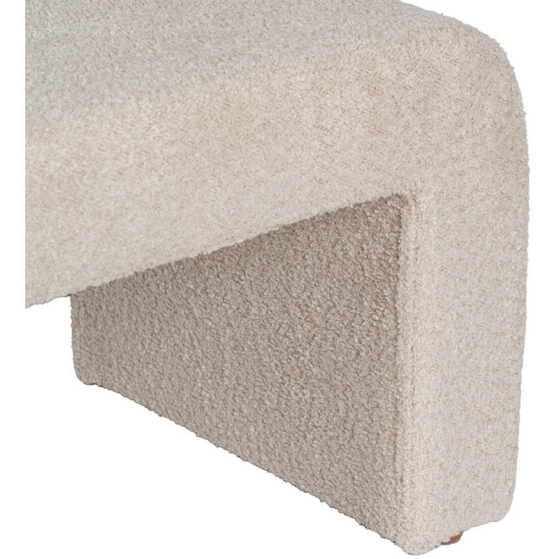 Pouf original Bouclette Rectangulaire en Tissu Beige Bouclé Bois de pin Bloro - 5