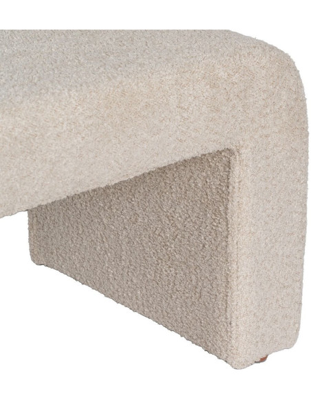 Pouf original Bouclette Rectangulaire en Tissu Beige Bouclé Bois de pin Bloro - 5