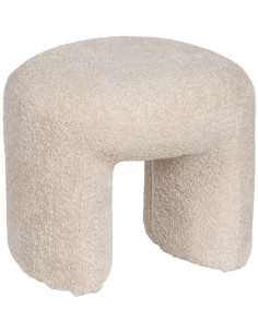 Pouf original Bouclette Ovale en Tissu Beige Bouclé Bois de pin Bloro - 1