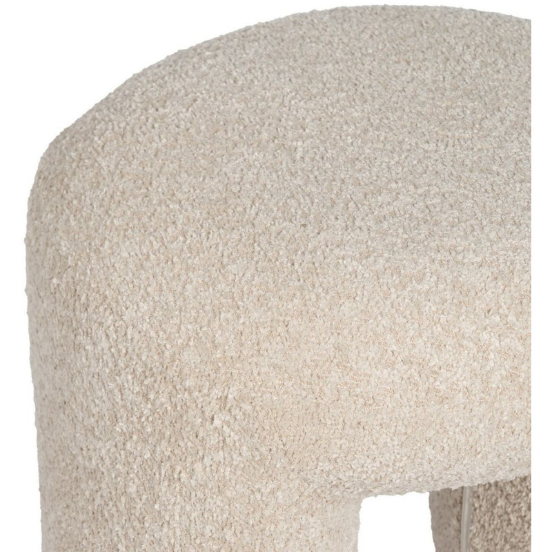 Pouf original Bouclette Ovale en Tissu Beige Bouclé Bois de pin Bloro - 3