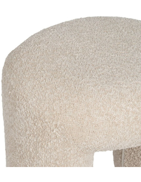 Pouf original Bouclette Ovale en Tissu Beige Bouclé Bois de pin Bloro - 3