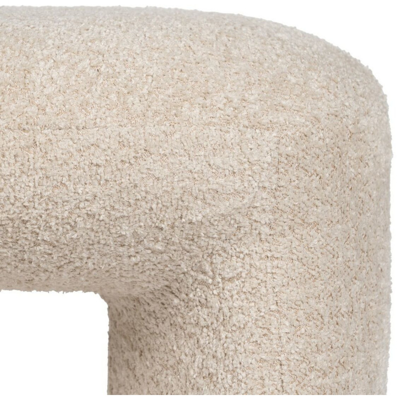 Pouf original Bouclette Ovale en Tissu Beige Bouclé Bois de pin Bloro - 5