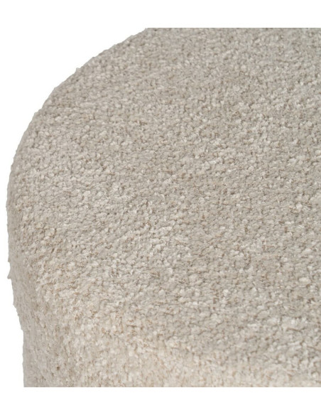 Pouf original Bouclette Rond en Tissu Beige Bouclé Bois de pin Bloro - 3