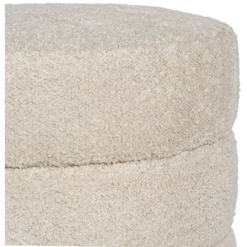 Pouf original Bouclette Rond en Tissu Beige Bouclé Bois de pin Bloro - 5