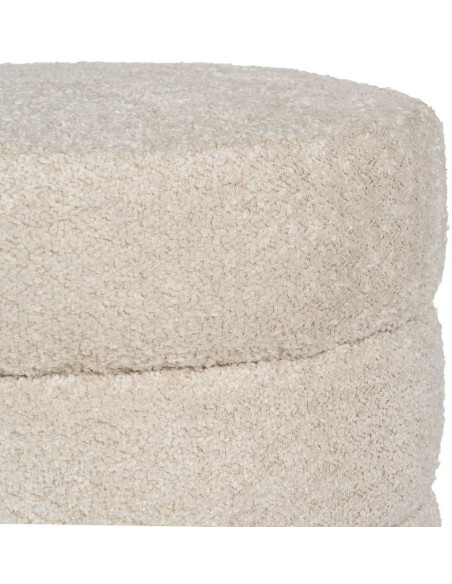 Pouf original Bouclette Rond en Tissu Beige Bouclé Bois de pin Bloro - 5