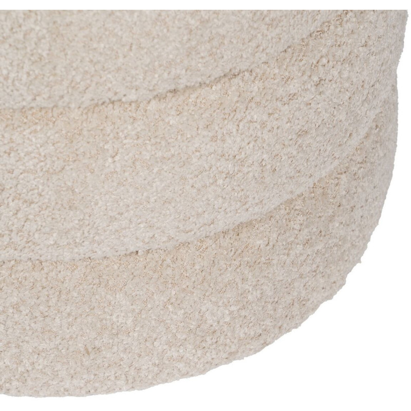 Pouf original Bouclette Rond en Tissu Beige Bouclé Bois de pin Bloro - 6