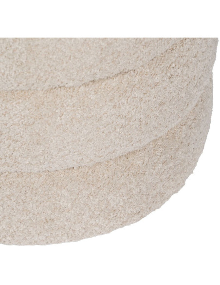 Pouf original Bouclette Rond en Tissu Beige Bouclé Bois de pin Bloro - 6
