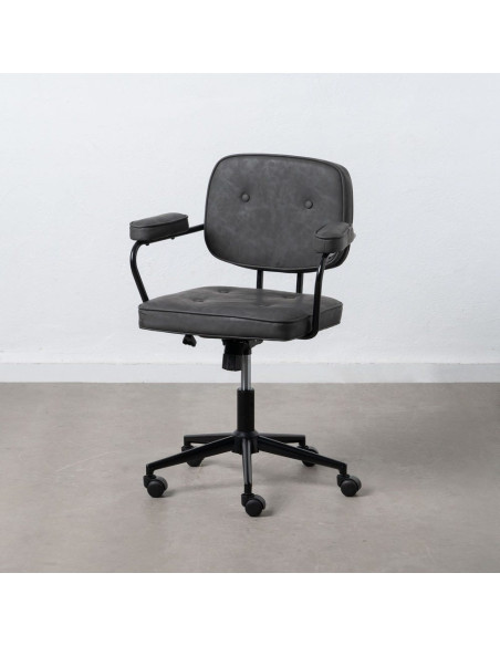 Chaise de bureau sur roulettes en Polyuréthane Noir Métal Noir Alice - 14