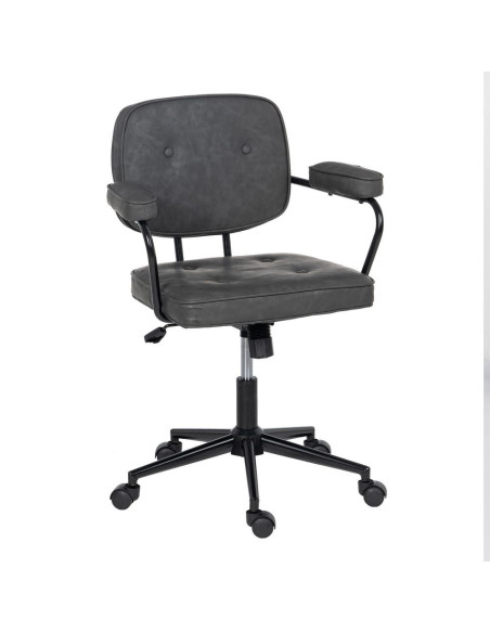 Chaise de bureau sur roulettes en Polyuréthane Noir Métal Noir Alice - 1