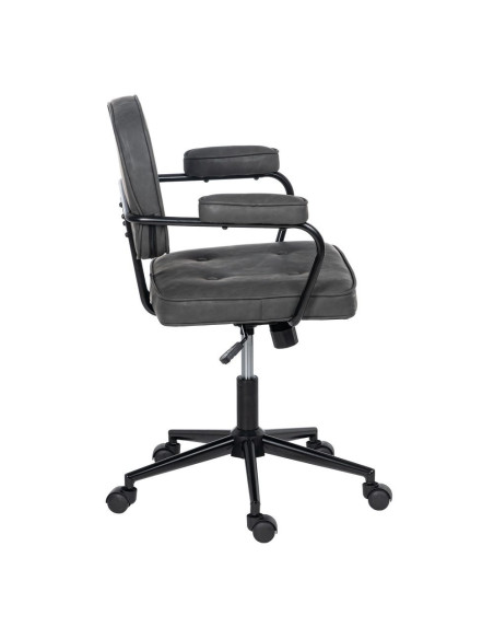 Chaise de bureau sur roulettes en Polyuréthane Noir Métal Noir Alice - 3