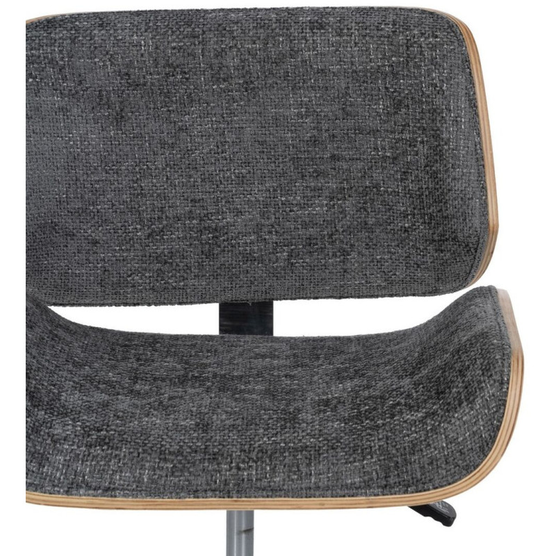 Chaise de bureau moderne à roulettes en Tissu Gris Bois de noyer Naturel Métal Argenté Vryna - 5