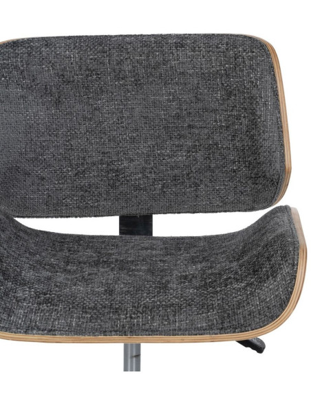 Chaise de bureau moderne à roulettes en Tissu Gris Bois de noyer Naturel Métal Argenté Vryna - 5