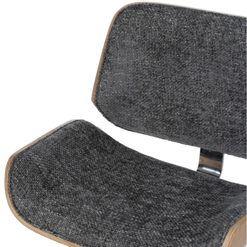 Chaise de bureau moderne à roulettes en Tissu Gris Bois de noyer Naturel Métal Argenté Vryna - 6