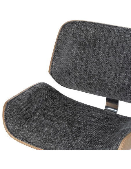 Chaise de bureau moderne à roulettes en Tissu Gris Bois de noyer Naturel Métal Argenté Vryna - 6