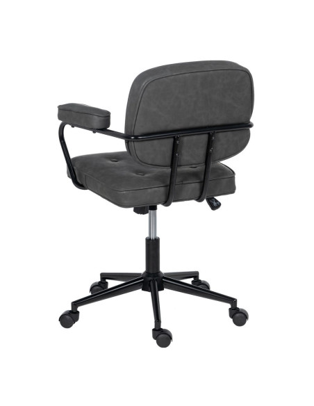 Chaise de bureau sur roulettes en Polyuréthane Noir Métal Noir Alice - 4