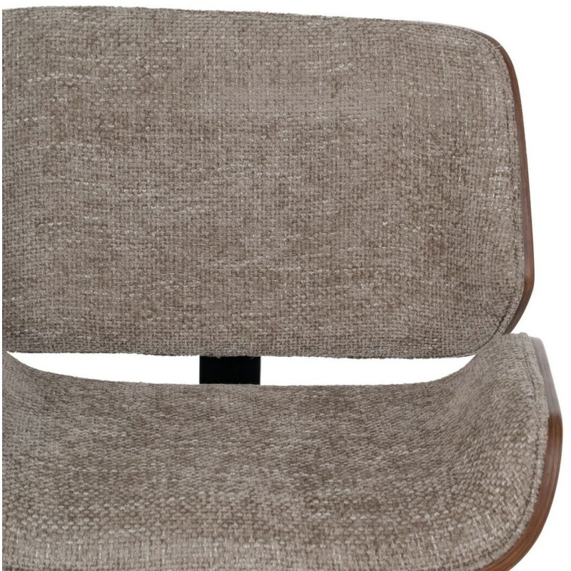 Chaise de bureau moderne à roulettes en Tissu Beige Bois de noyer Marron Métal Noir Vryna - 5