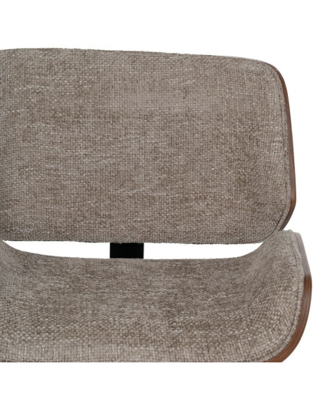 Chaise de bureau moderne à roulettes en Tissu Beige Bois de noyer Marron Métal Noir Vryna - 5